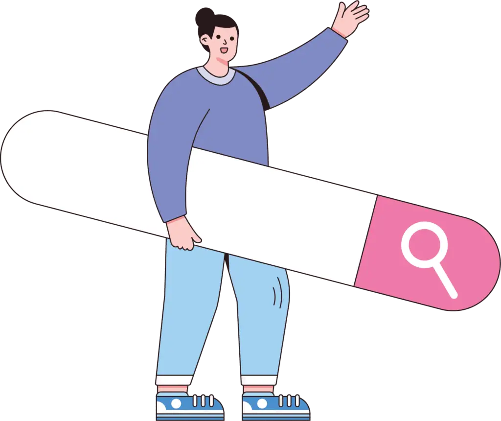Mujer con barra de busqueda