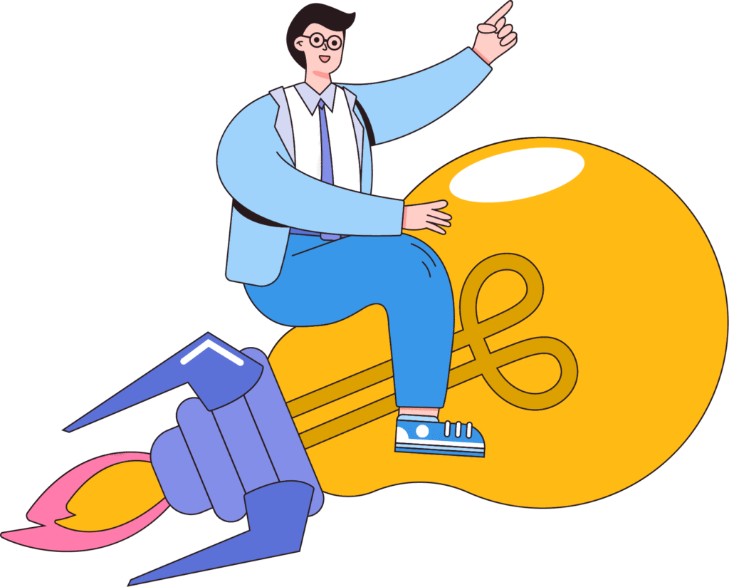 hombre sobre bombillo
